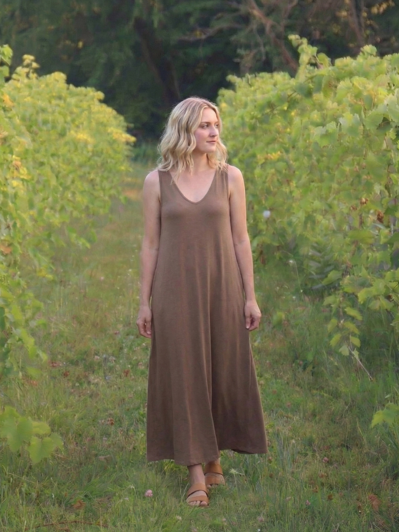 Scoop Neck Sleeveless Relaxed Jersey Cocoon Maxi Dress