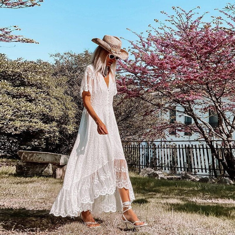 Vanesa Effortless Boho Lace Dress for Women Evening Wear Edit