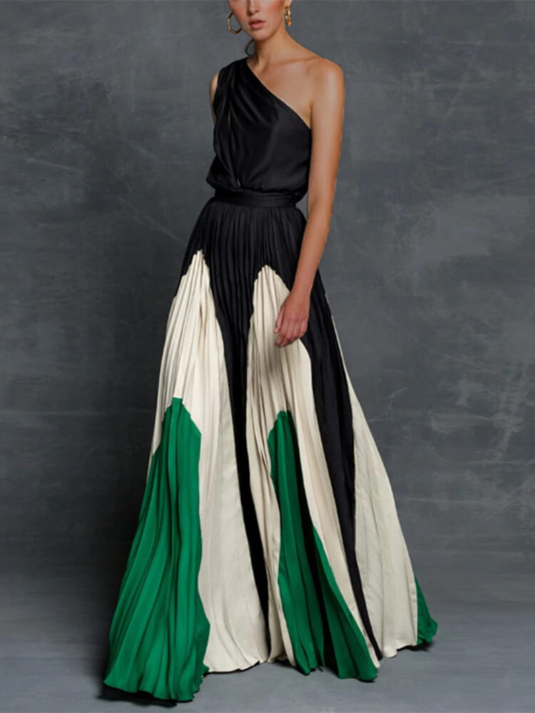 To the Maxi Pleated One-shoulder Dress