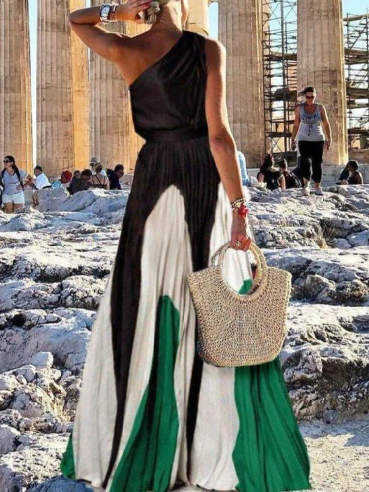 To the Maxi Pleated One-shoulder Dress