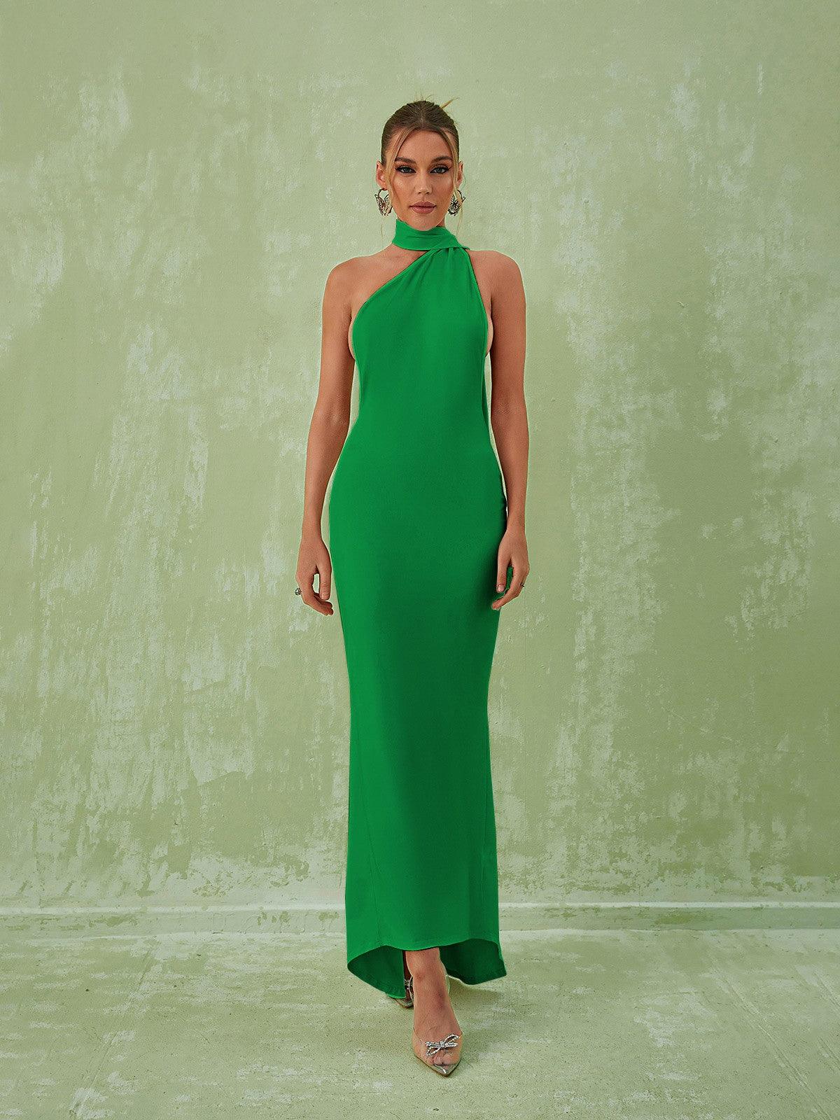 Toula Backless Maxi Dress In Green