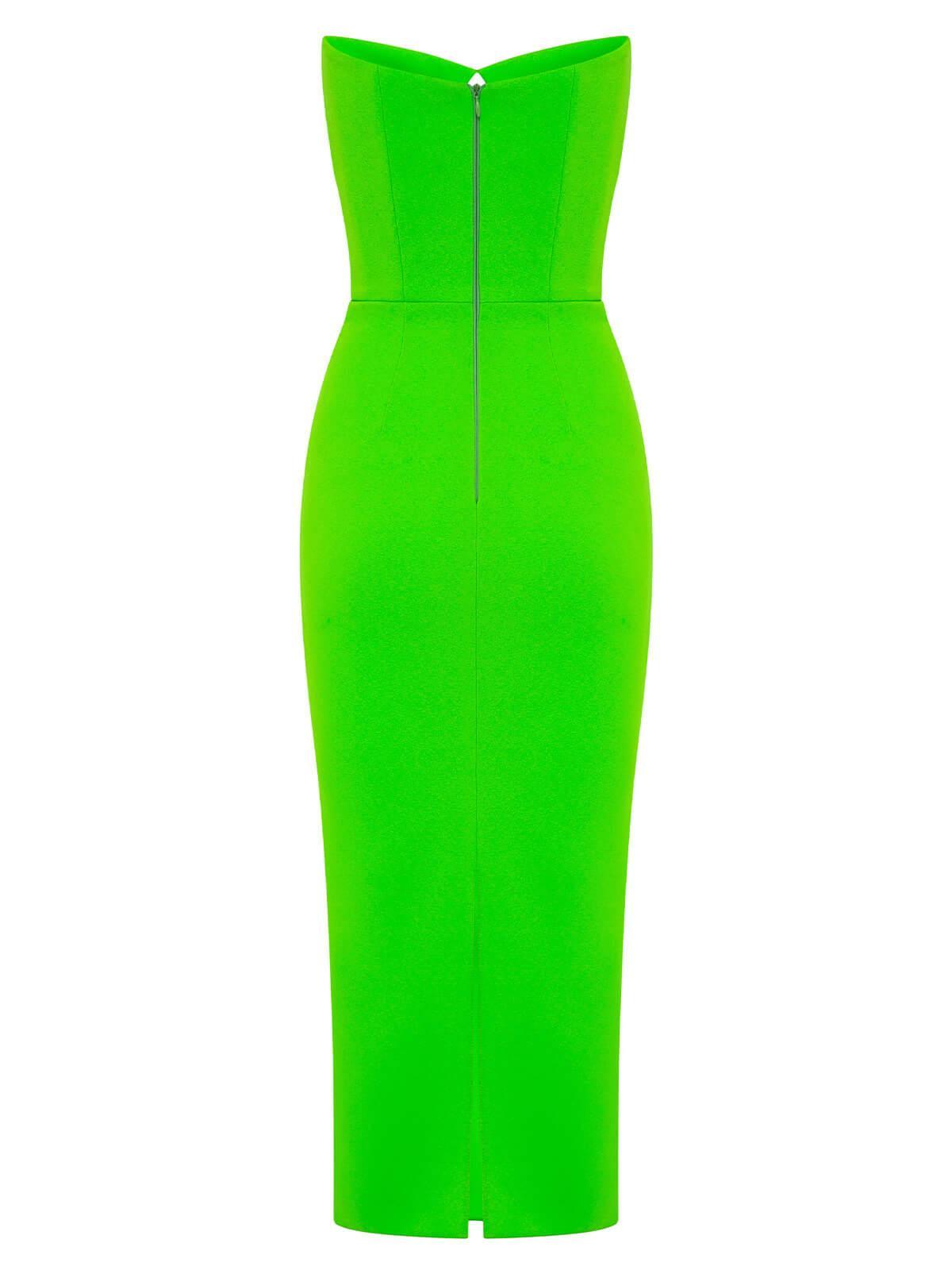 Strapless Sweetheart Cutout Waist Bandage Bodycon Midi Dress