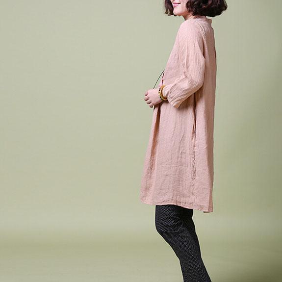 Unique half sleeve sundress linen shift dress blue