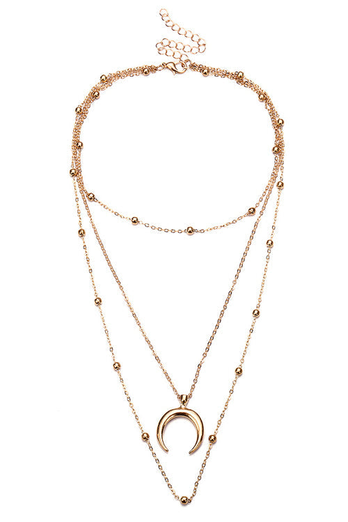 Crescent Bead Layered Necklace