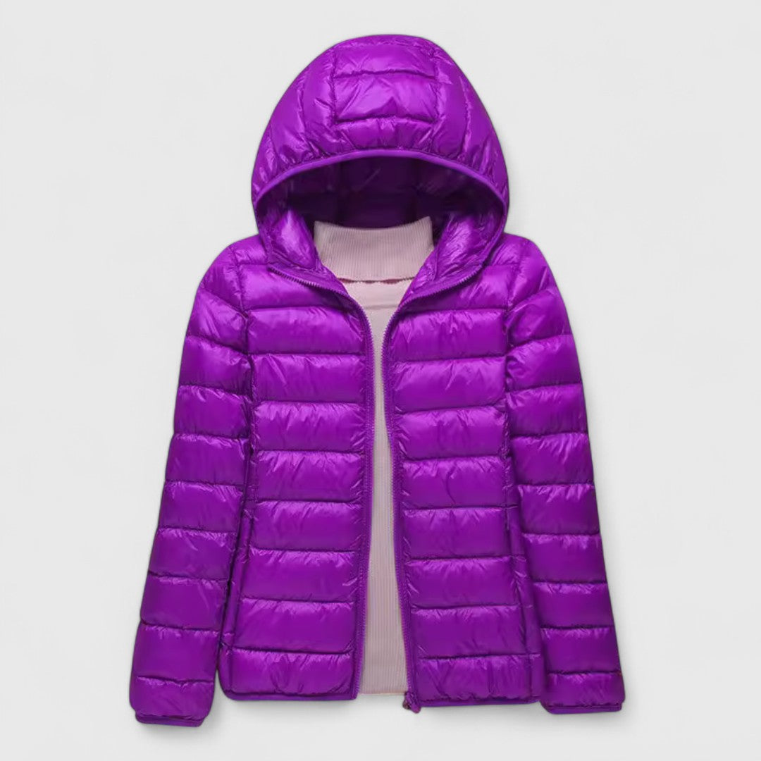 Hooded Zip Front Lightweight Quilted Puffer Jacket