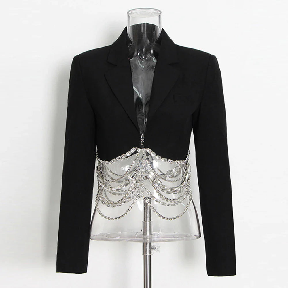 Casual Striped Notched Collar Long Sleeve Spliced Double Breasted Vintage Blazer