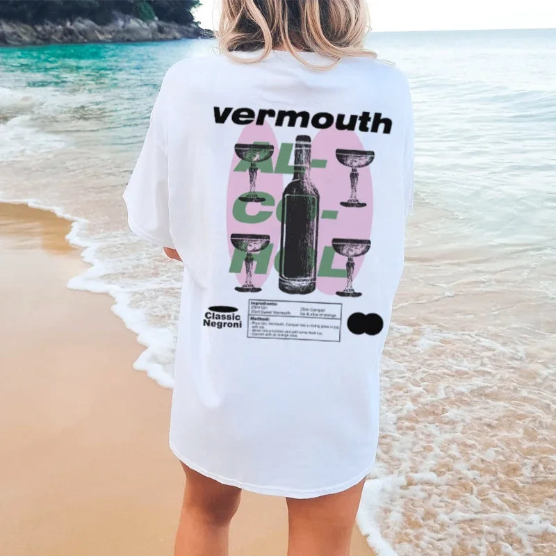 Vermouth Cocktail Y2K Graphic T-shirt WHITE / S t-shirt-250223