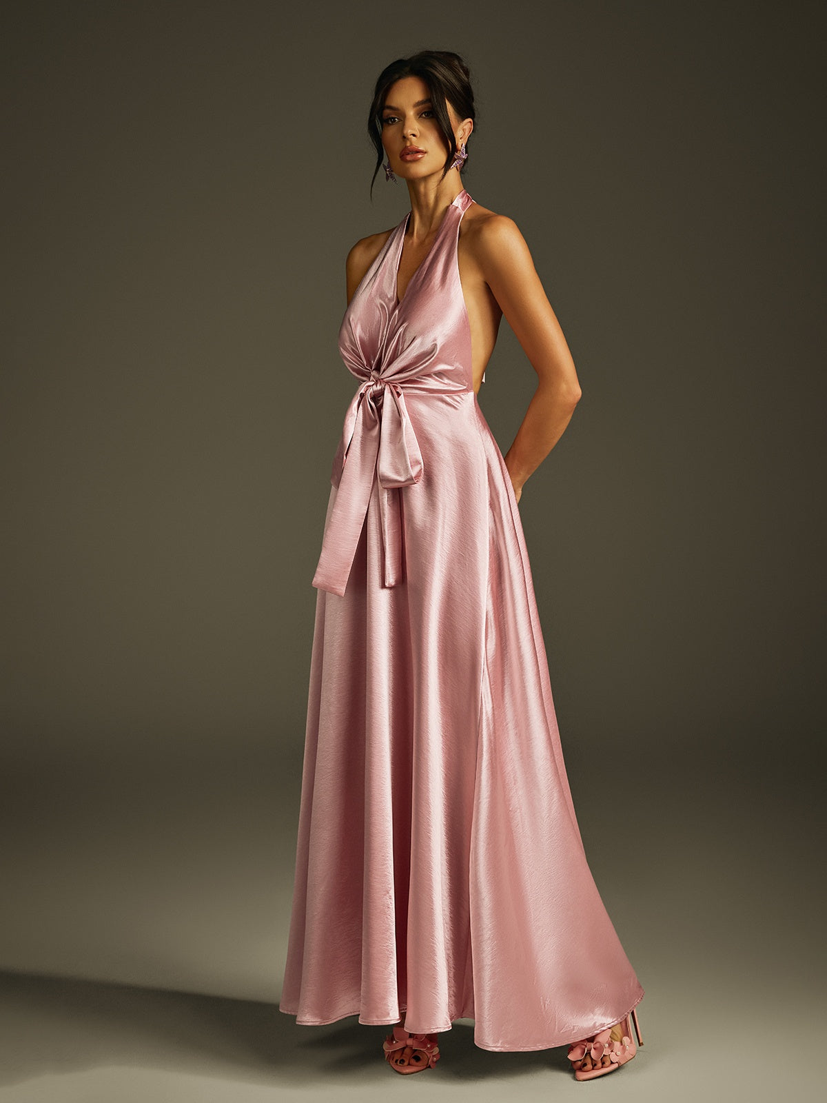 Backless Shawl Maxi Dress