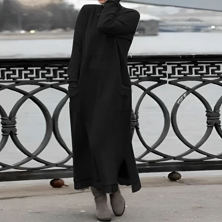 Long Sleeve Knitted Pocket Oversized Maxi Sweater Dress