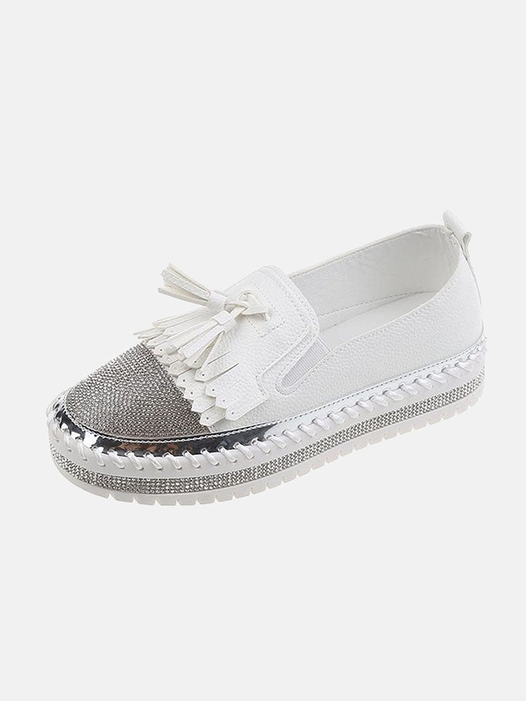 Rhinestones Tassel Slip On Loafers