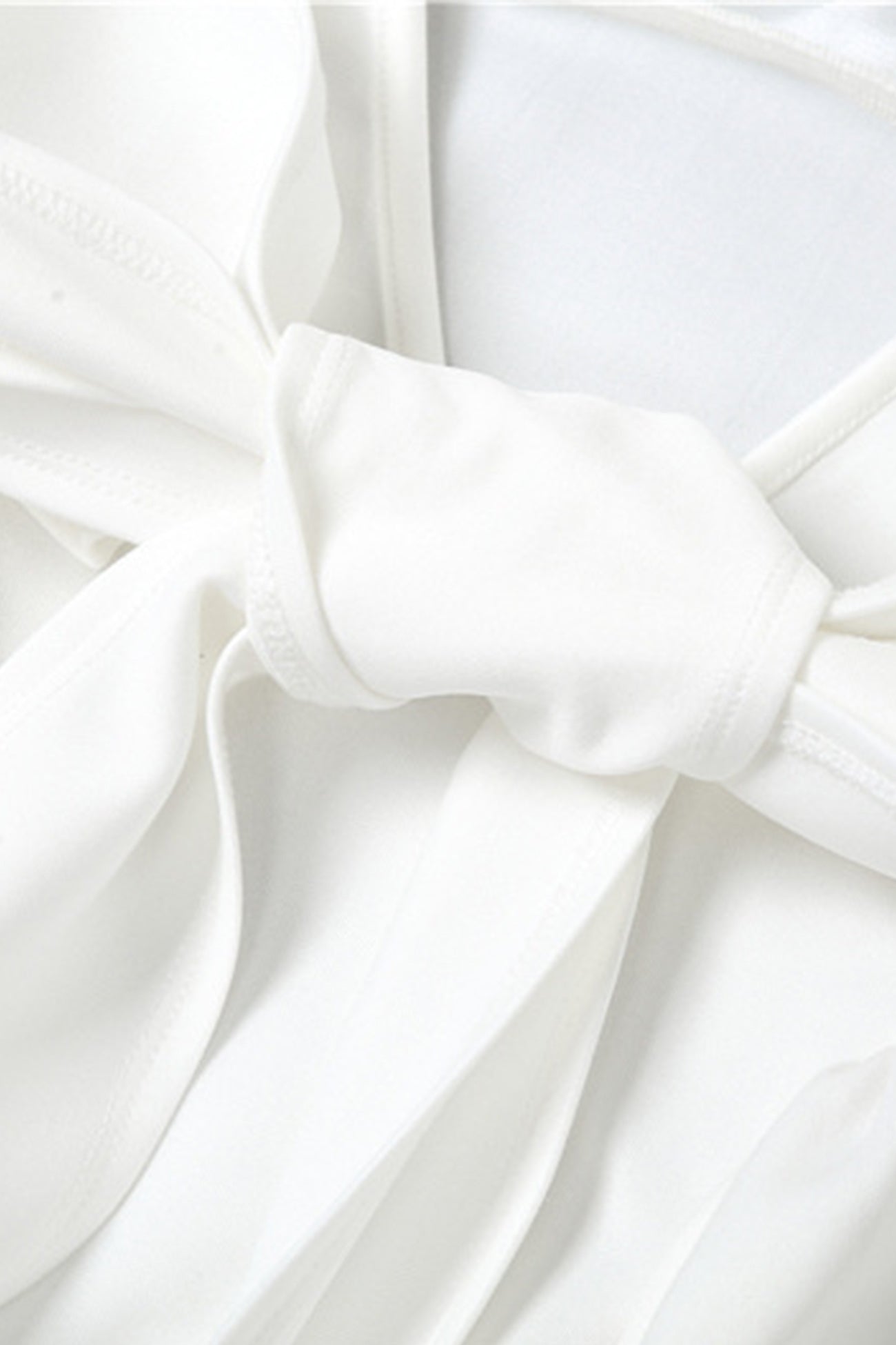 White Backless Tie back Ruched Dress