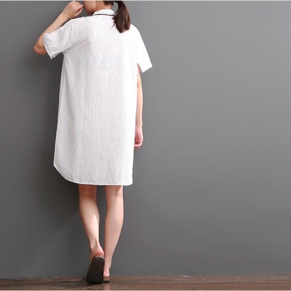White casual dress summer print cotton dresses