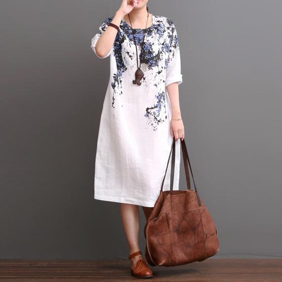 White Cotton Dress Floral Plus Size Dresses For Summer