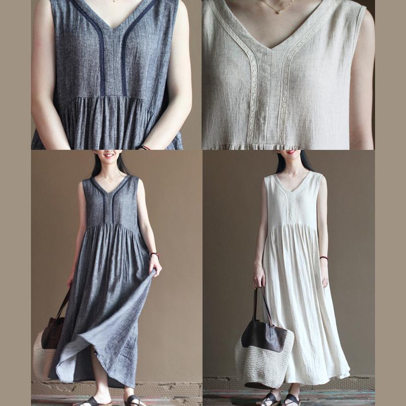 White Flowy Linen Dress Summer Long Maxi Dress Sundresses Beach Holiday Dress