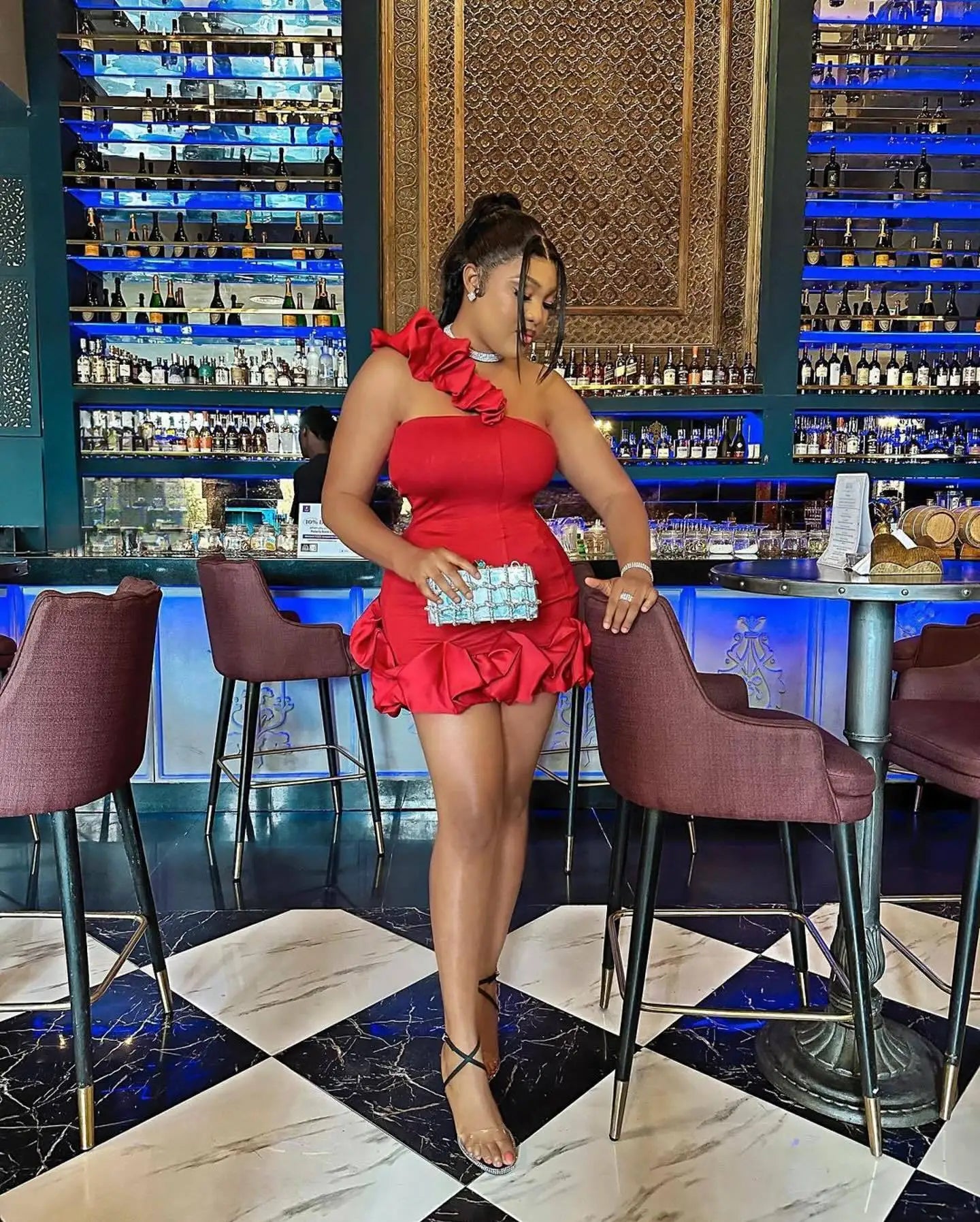Elegant A-Line Backless One-Shoulder Red Party Dress