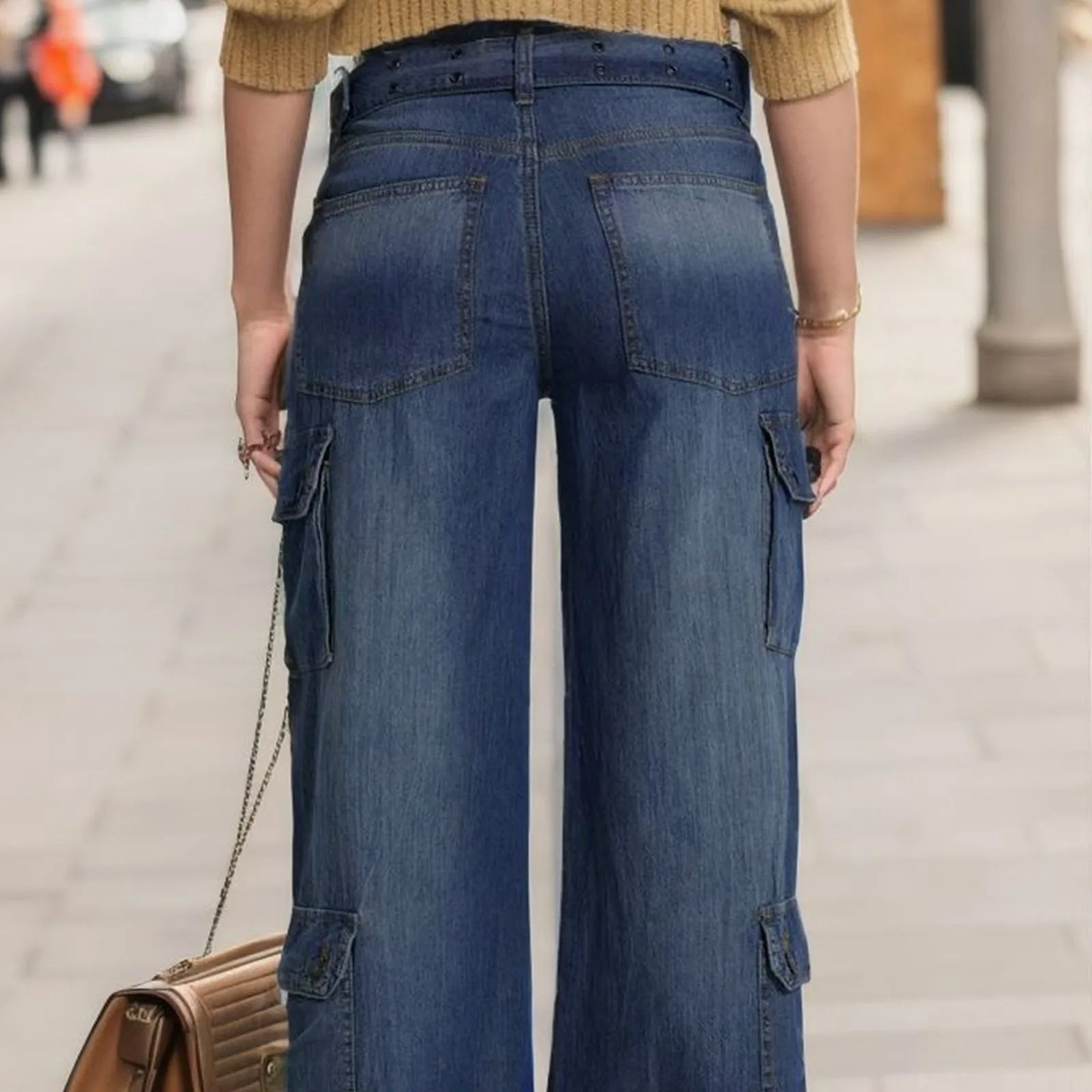 Waist Striped Skinny Vintage Retro Jeans