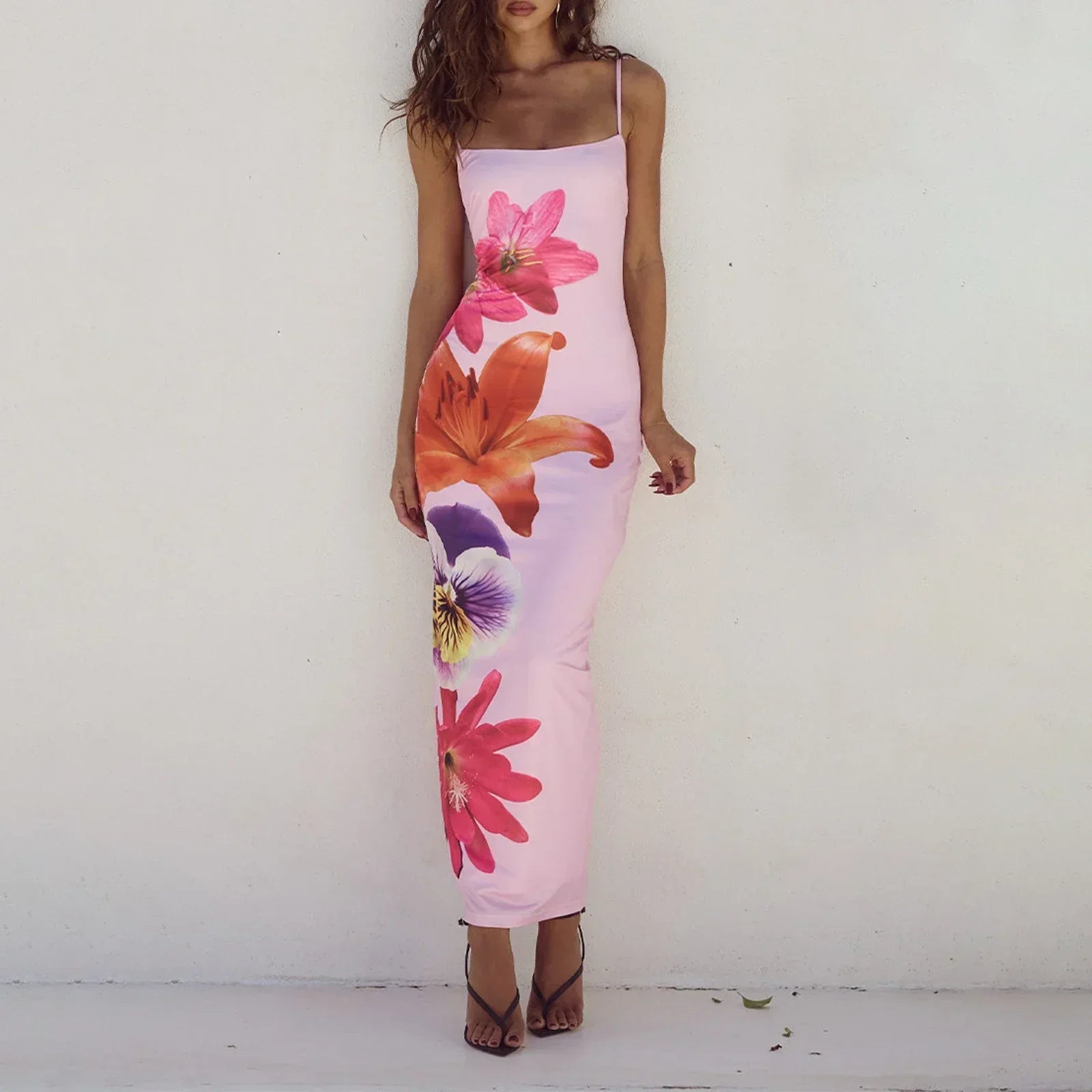 Cocktail Bodycon Floral Print Split Summer Streetwear Floral Dress