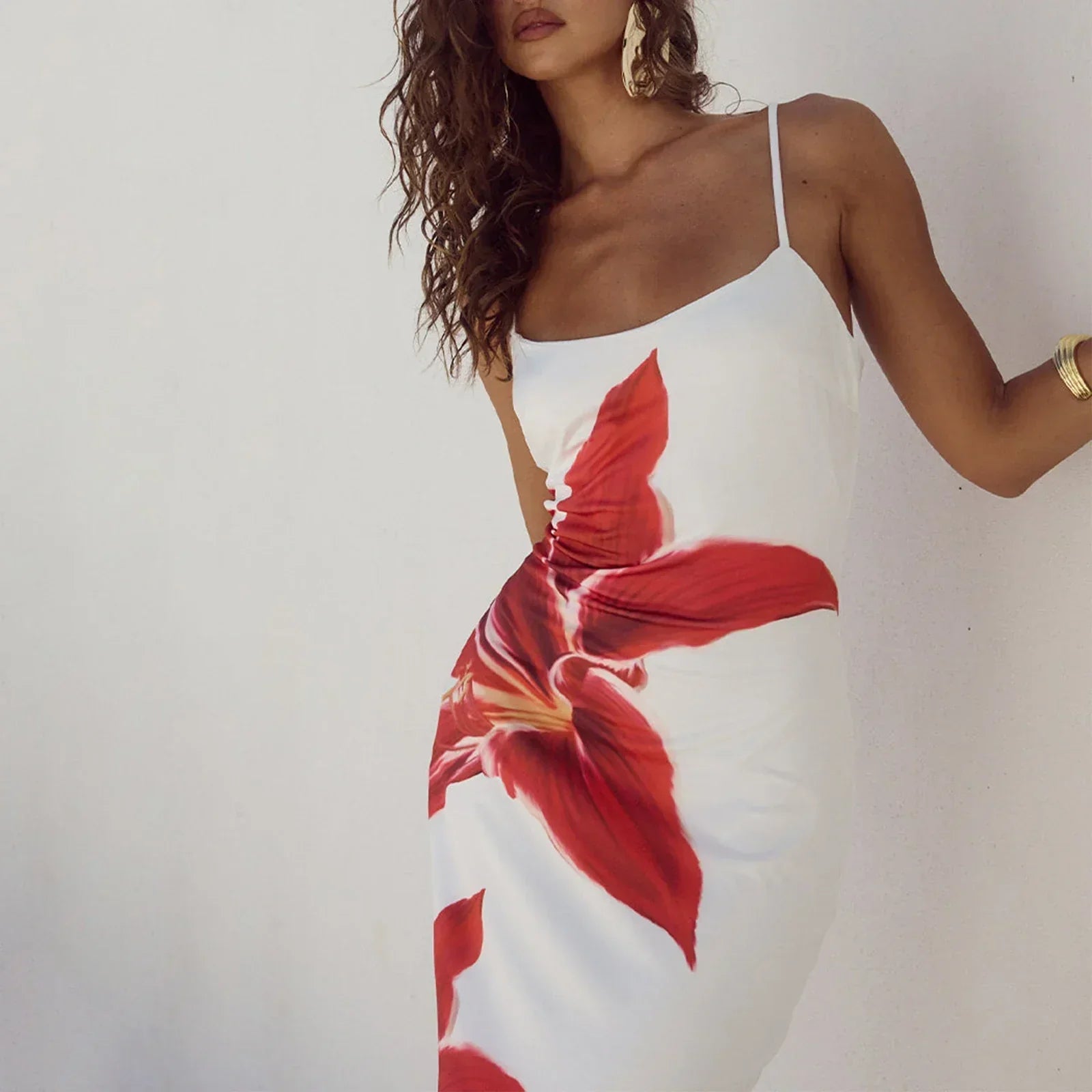 Cocktail Bodycon Floral Print Split Summer Streetwear Floral Dress