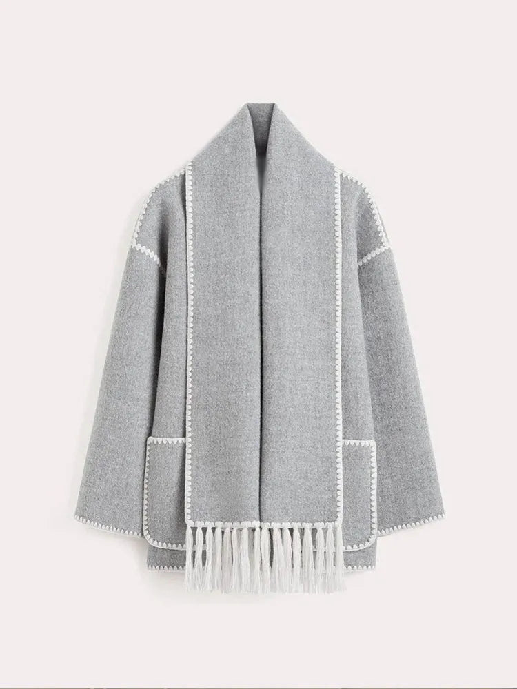 Fashion Singlebreasted Casual Round Long Warm Autumn High Coat