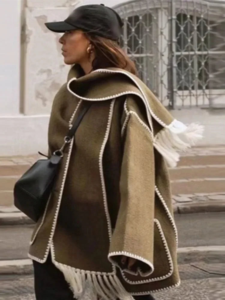 Fashion Singlebreasted Casual Round Long Warm Autumn High Coat