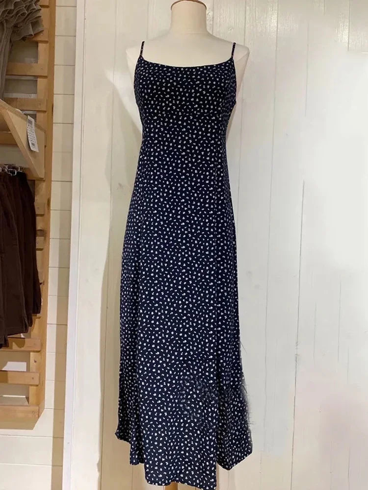 Women Floral Print Summer Ladies Slim Aline Long Female Cute Slim Midi Dresses