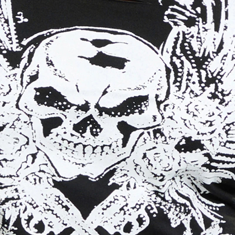 Goth Tank Fairy Grunge Skull Print HollowOut Sleeveless Summer Running Crop Top