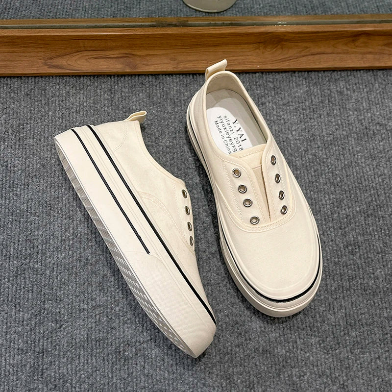 Women Outdoor Walking Canvas Shoes New Fashion Jogging Sneakers Slipon Woman Vulcanized Flat Casual Loafers Ladies Zapatillas