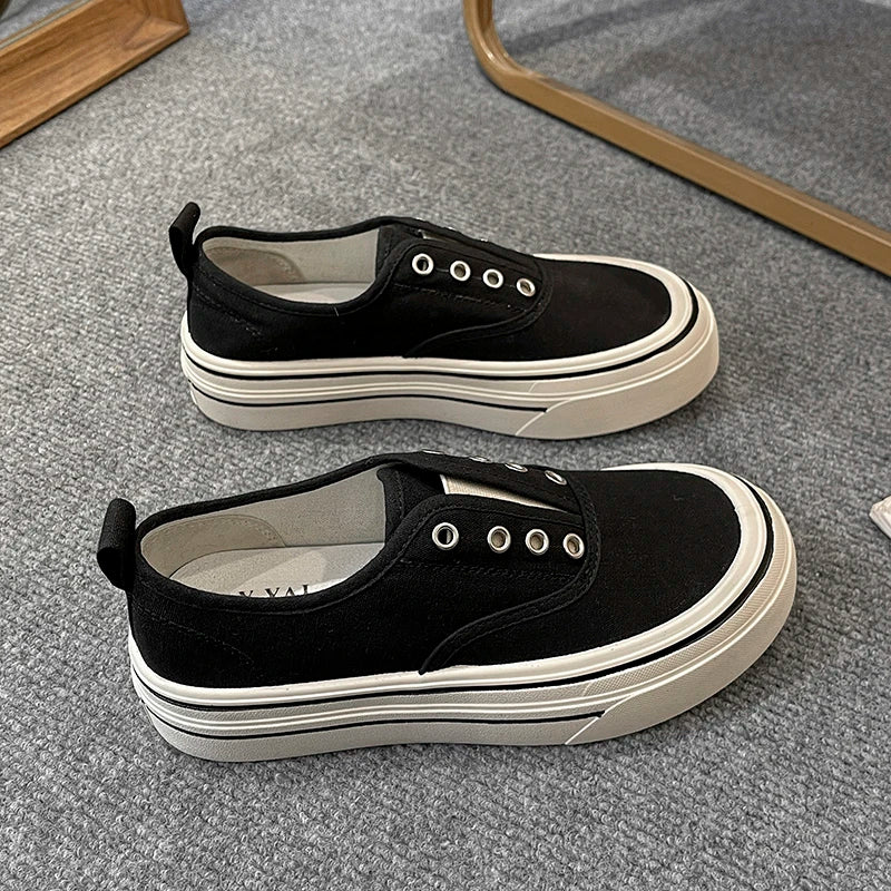 Women Outdoor Walking Canvas Shoes New Fashion Jogging Sneakers Slipon Woman Vulcanized Flat Casual Loafers Ladies Zapatillas