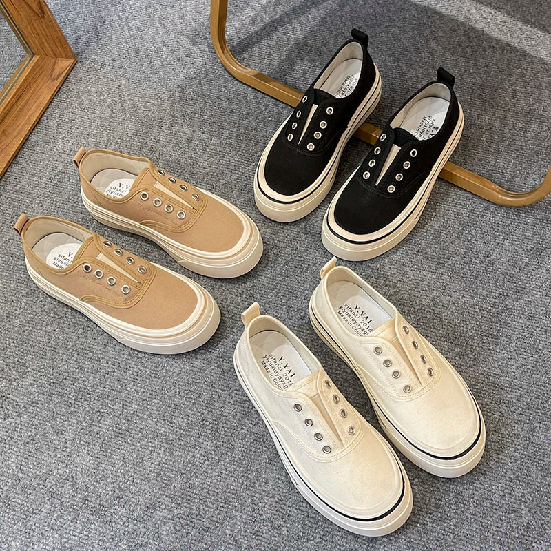 Women Outdoor Walking Canvas Shoes New Fashion Jogging Sneakers Slipon Woman Vulcanized Flat Casual Loafers Ladies Zapatillas