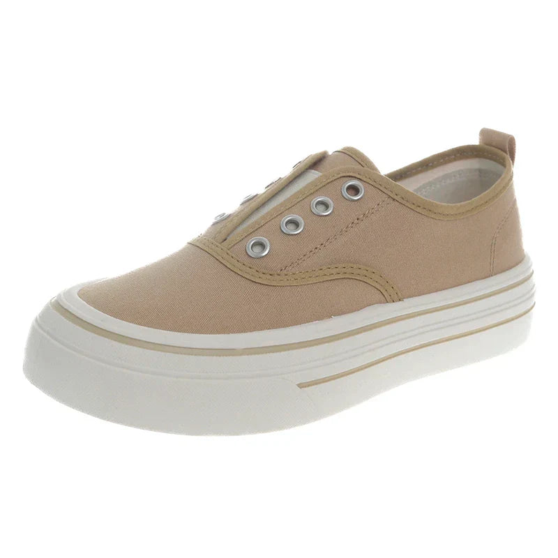 Women Outdoor Walking Canvas Fashion Jogging Slipon Vulcanized Flat Casual Ladies Skateboard
