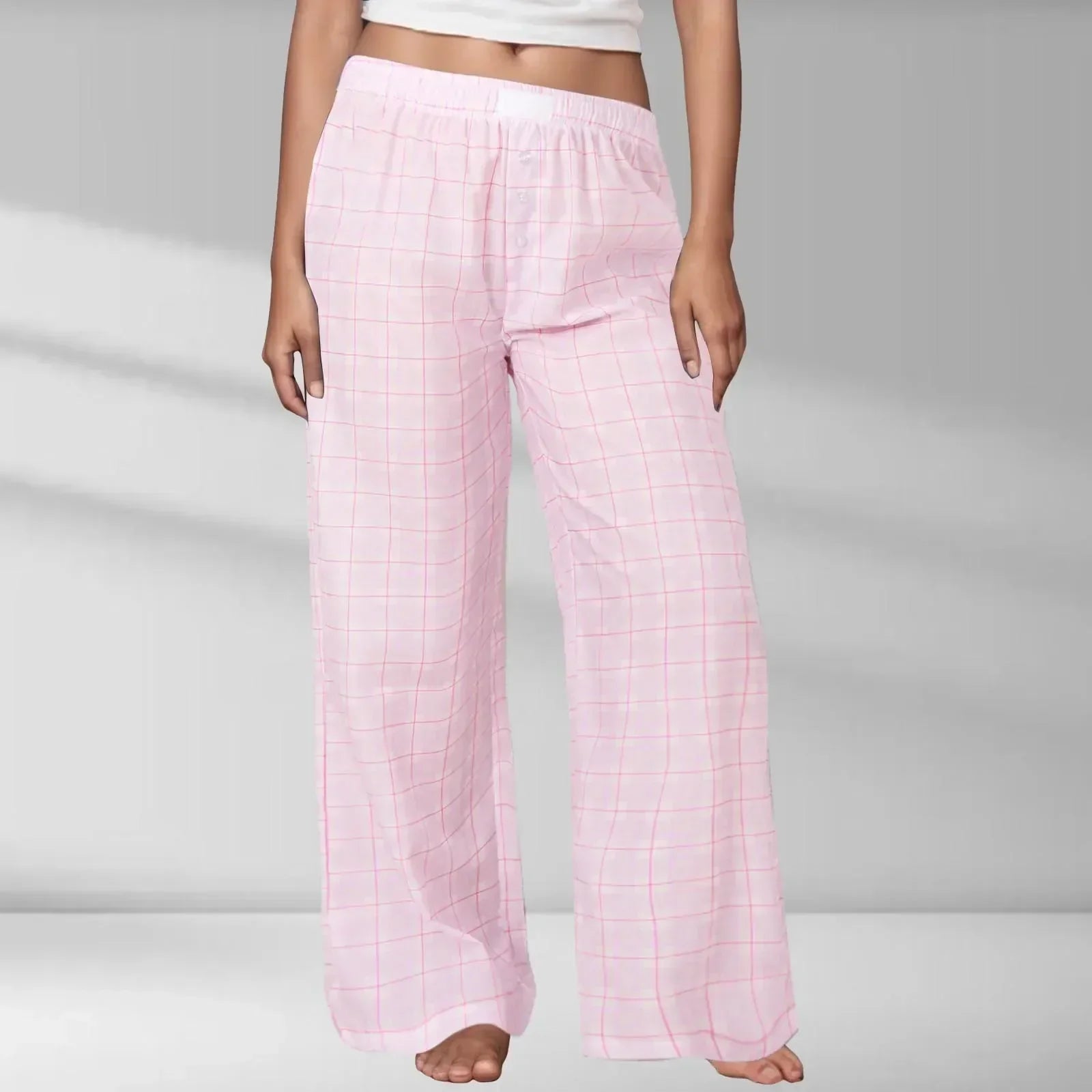 Printed Elastic Waist Slimming Pants Pink / S