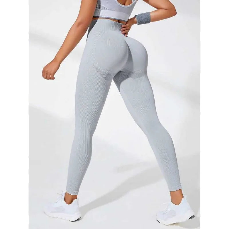 Thread Seamless High Waist Elastic Gym Legging White / S