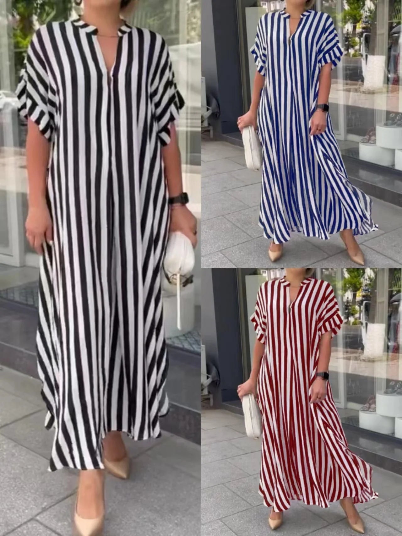 Ramona Statement Striped Boho Dress Chic Silhouette Collection