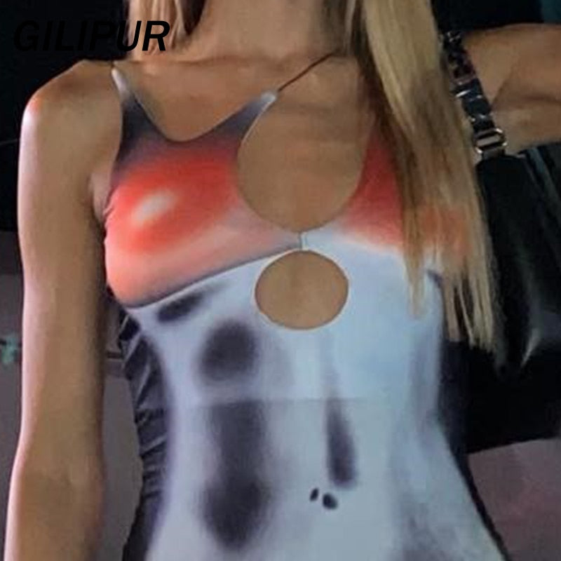 Women Y2k Summer Party Dress Slim 3D Printed Bodycon Skirts Outfits