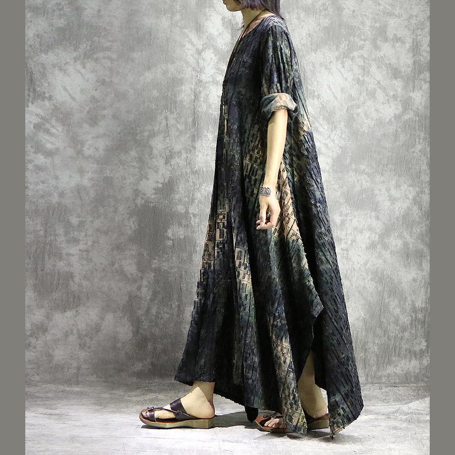Women asymmetric big hem blended dresses plus size  yellow Dress summer prints