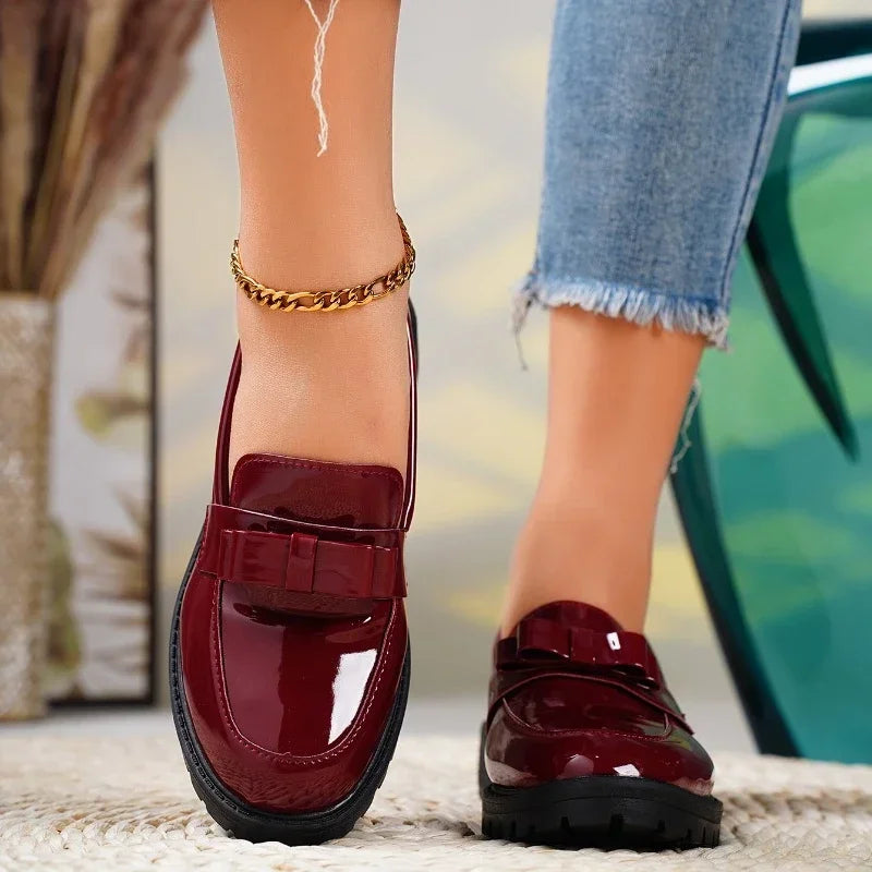 Waterproof ThickSoled Elegant Bow Designer Office Casual Loafers