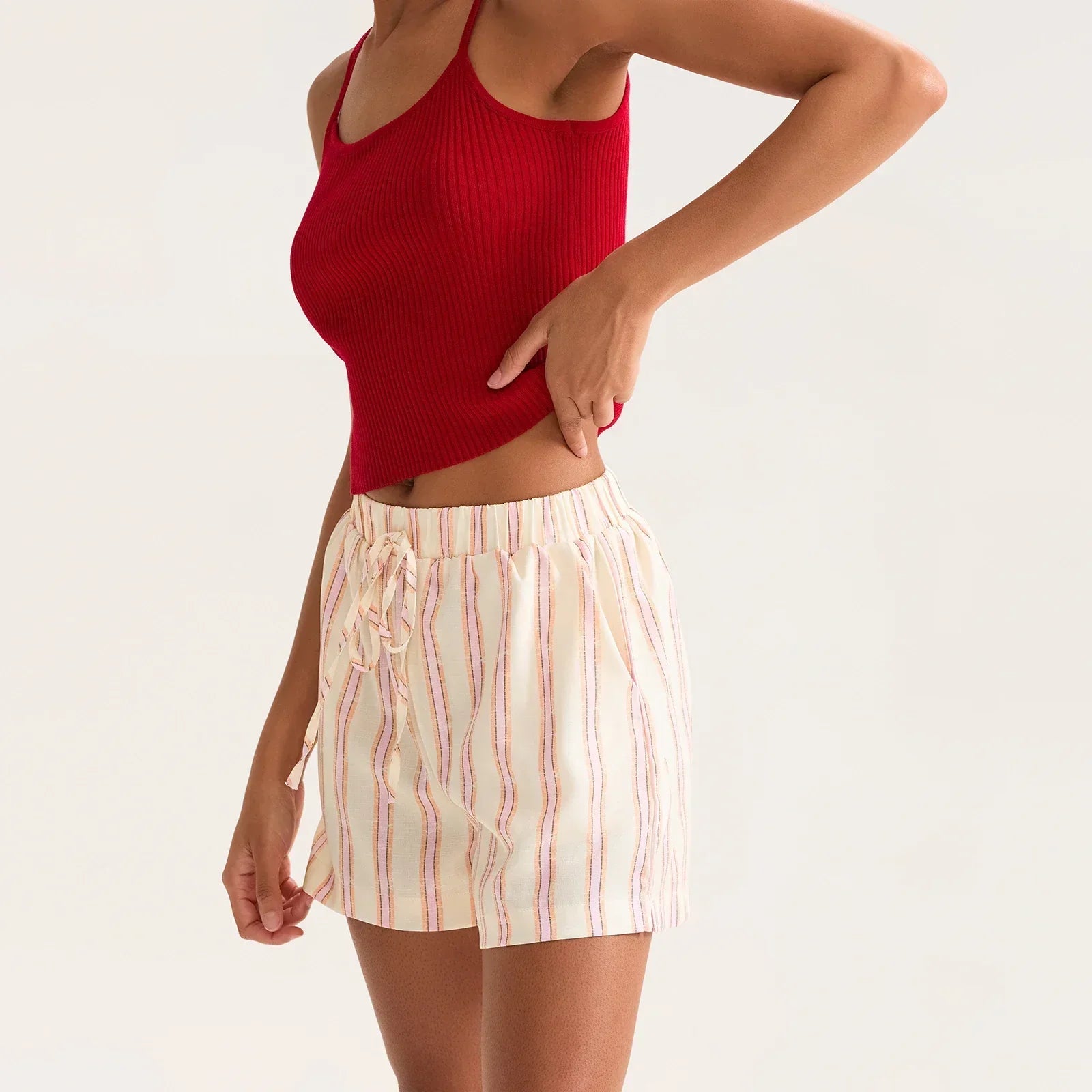 Striped Drawstring Pocket Short