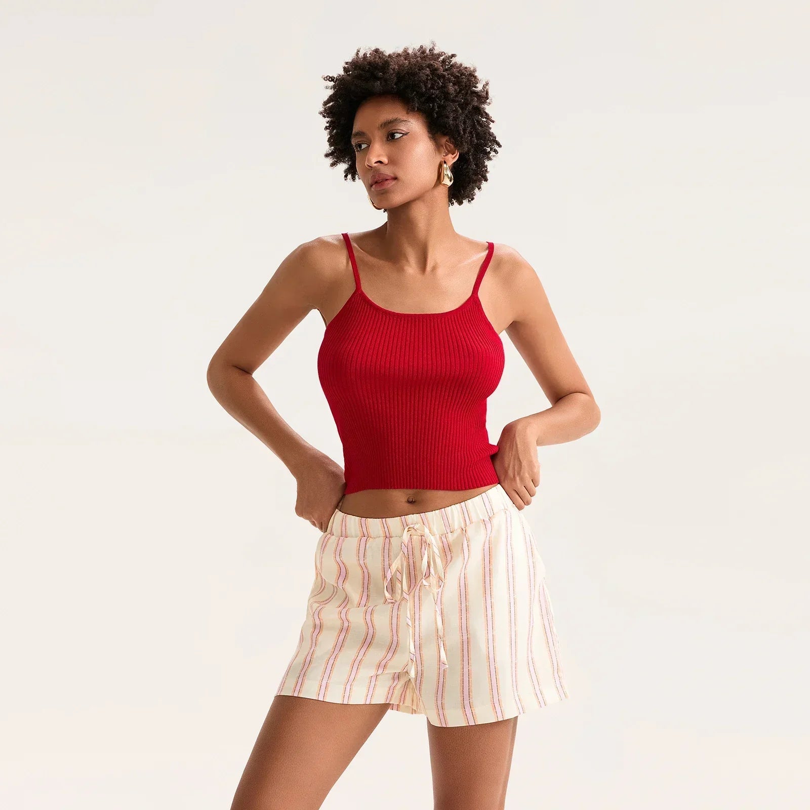 Striped Drawstring Pocket Short