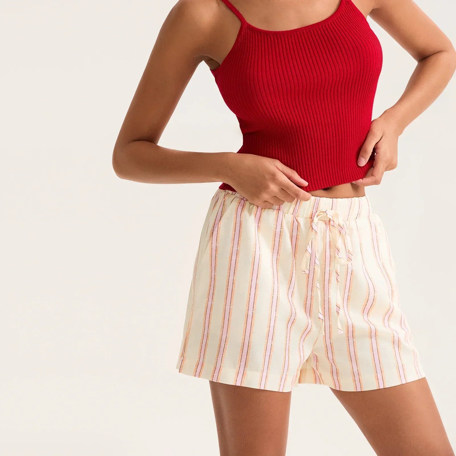 Striped Drawstring Pocket Short