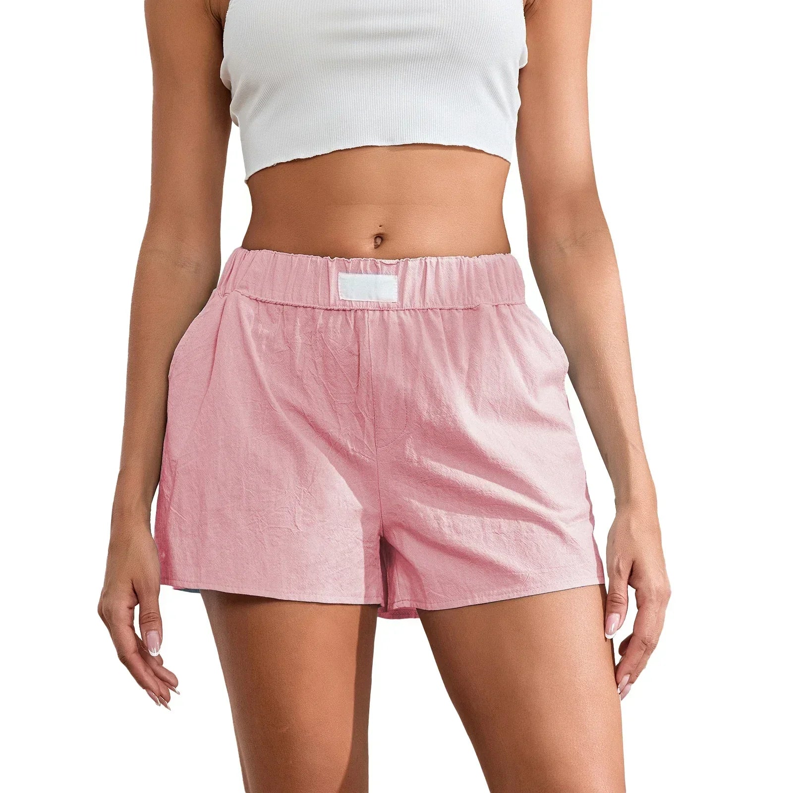 Solid Wide Leg Pocket Short pink / S short-250223