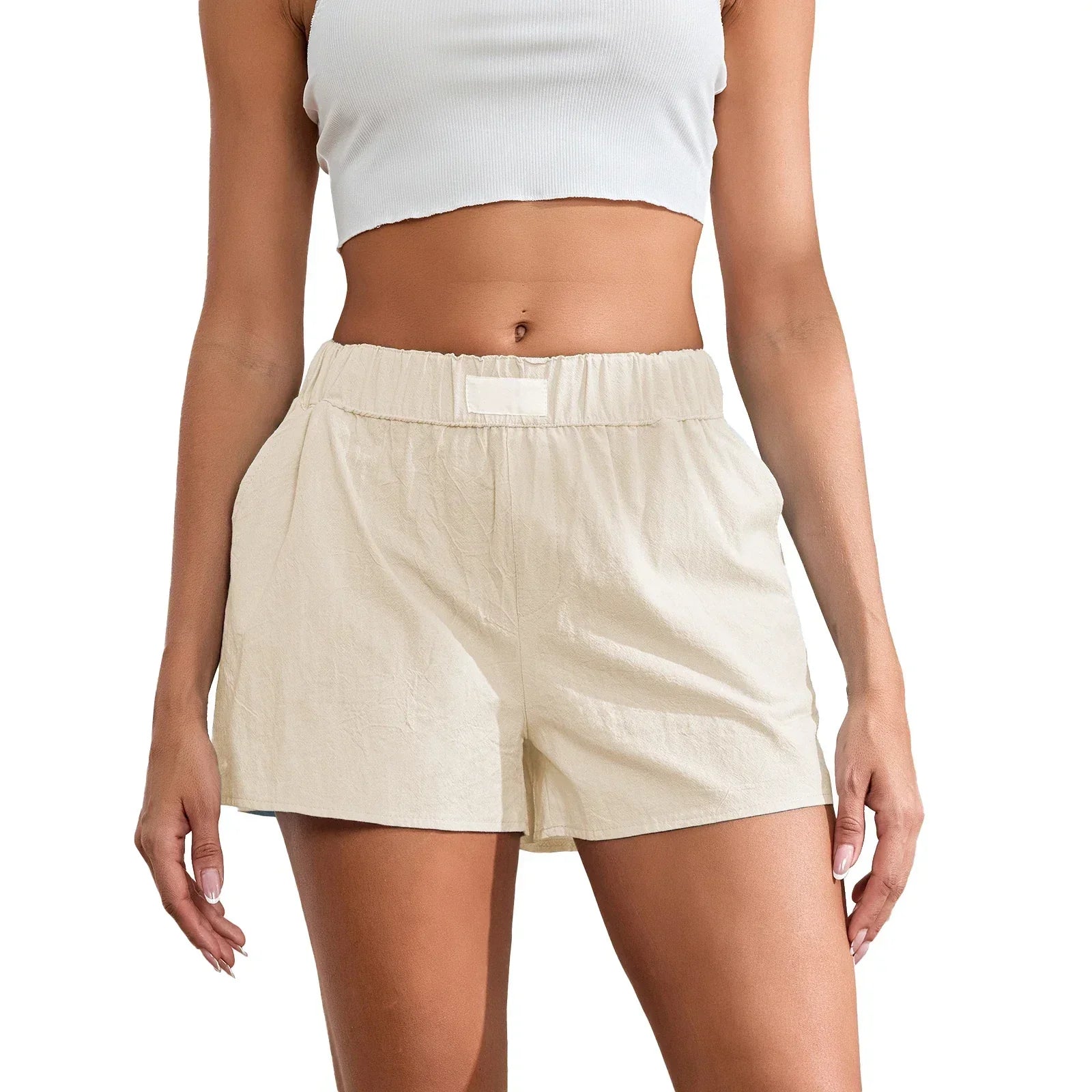 Solid Wide Leg Pocket Short beige / S short-250223