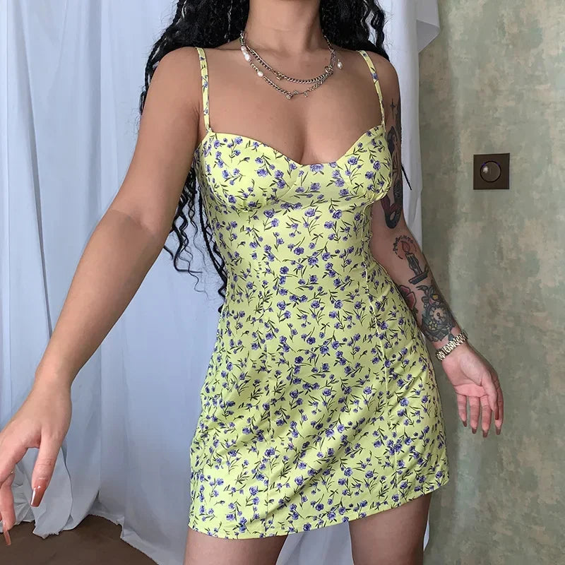 Elegant Backless Slim Floral Sundress