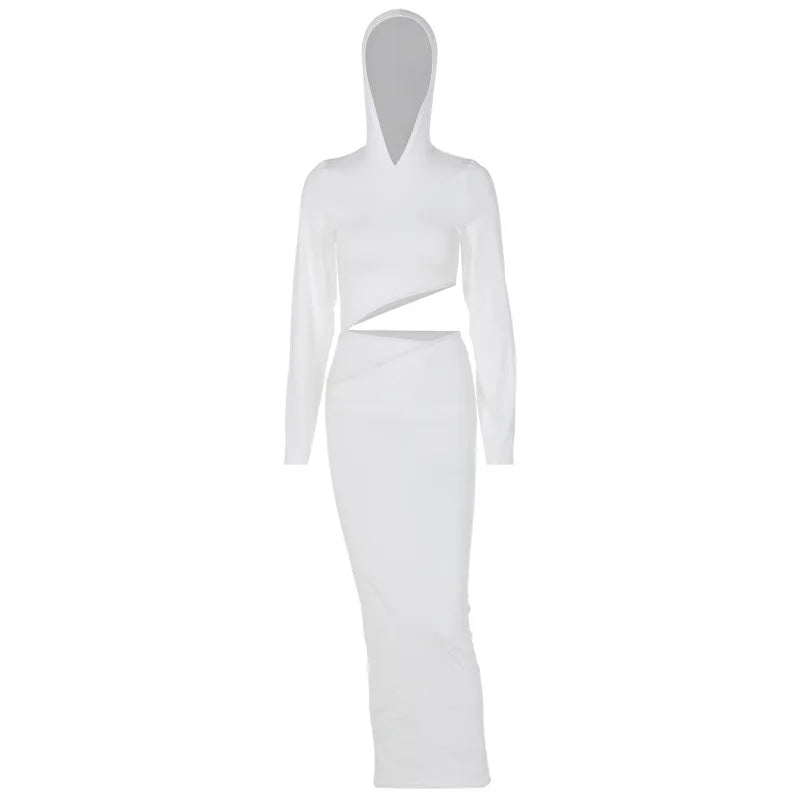 New Fashion Personality Slimfit Hooded Casual Y2K Midi Dresses