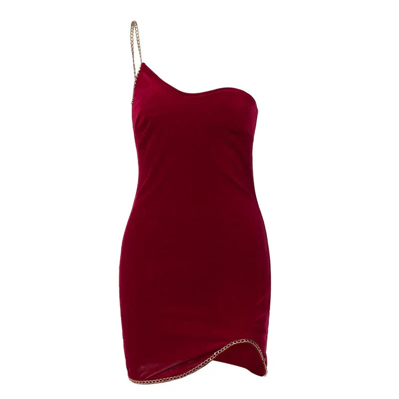 Stylish Sexy Elegant Summer One Shoulder Open Backless Party Mini Bodycon Dress
