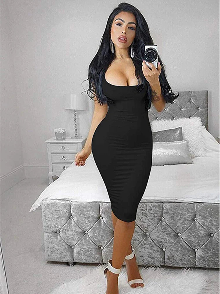 Women's Sexy Bodycon Tank Basic Club Midi Dresses