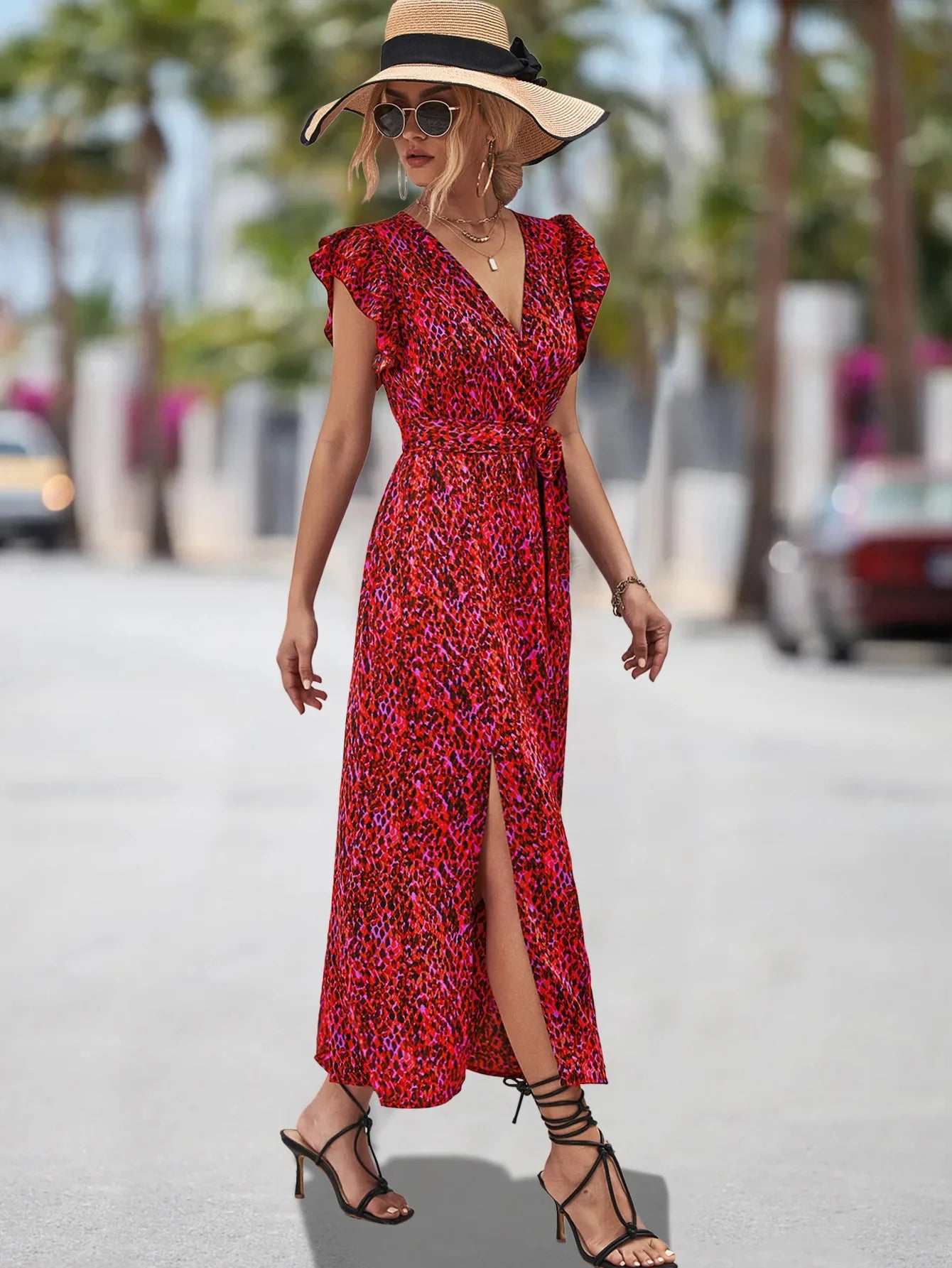 Women's Split Spring Summer Vneck Peplum Waist Resort Korean Reviews Clothes Midi Dresses