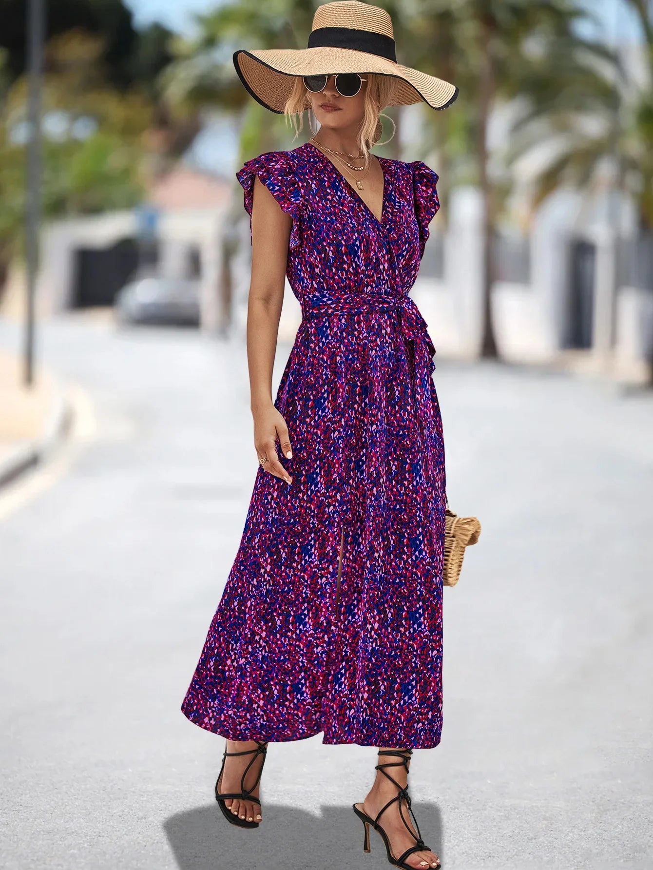 Women's Split Spring Summer Vneck Peplum Waist Resort Korean Reviews Clothes Midi Dresses