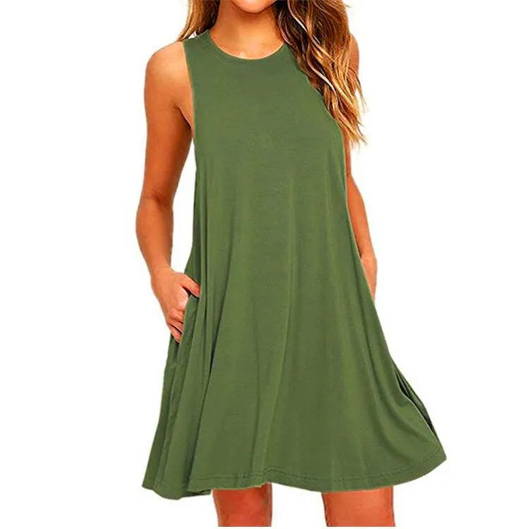 Women's Summer Casual Swing TShirt Beach Midi Dresses
