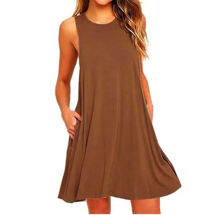 Women's Summer Casual Swing TShirt Beach Midi Dresses