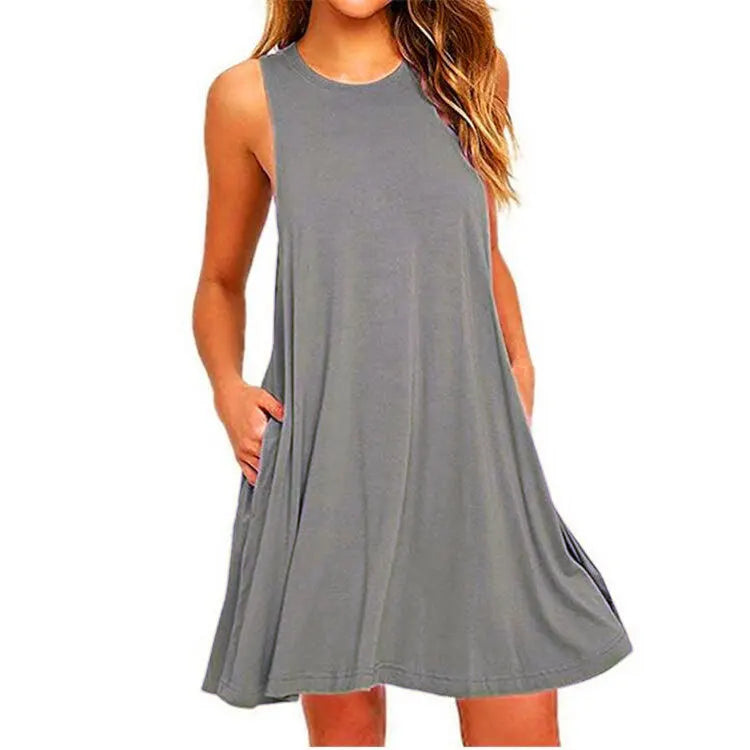 Women's Summer Casual Swing TShirt Beach Midi Dresses